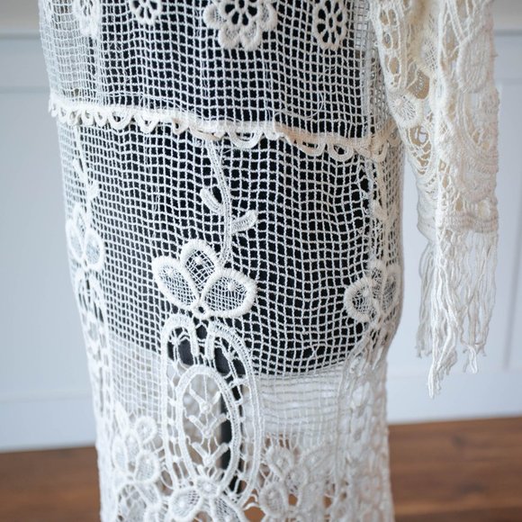 Crocheted Off White bathing Suit Cover up dress - Picture 6 of 11